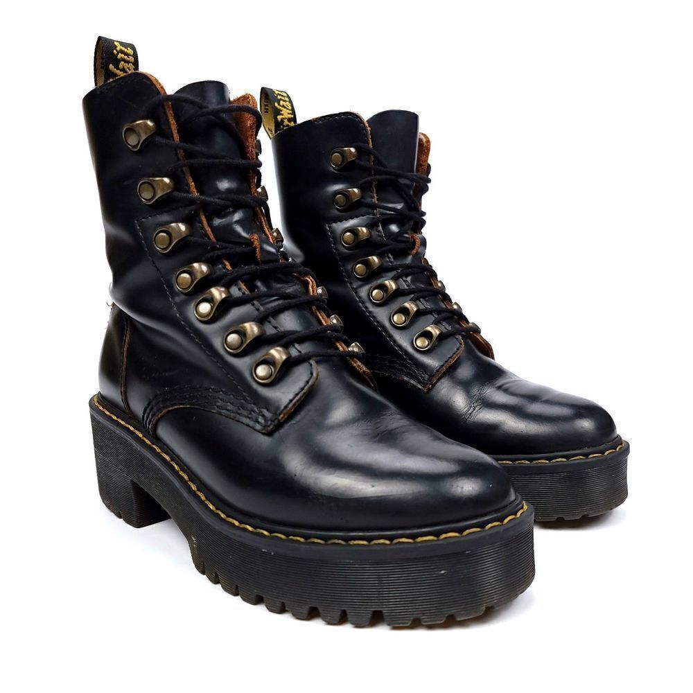 Dr. Martens Urban Outfitters Leona Chunky Leather Lug Sole Platform Heel Boots 5
